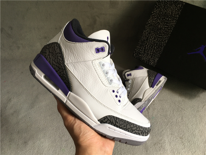 New 2022 Air Jordan 3 Dark Iris White Purple Cement Grey Shoes